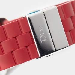 Dior Red Stainless Steel Diamond Rubber Christal CD11431BR001 Women's Wristwatch 38 mm