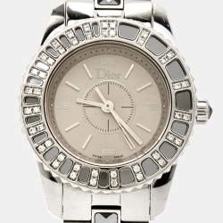 Dior Grey Stainless Steel Diamond Christal CD112115M001 Women's Wristwatch 28 mm