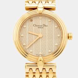 Pre Owned Dior Grey Gold Plated Stainless Steel D68-150 Women's Wristwatch 25 mm