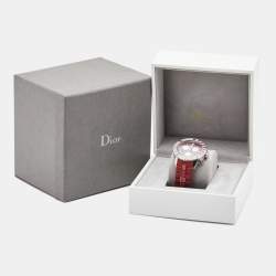 Dior Red Stainless Steel Diamond Rubber Christal CD11431BR001 Women's Wristwatch 38 mm
