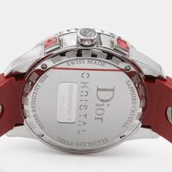 Dior Red Stainless Steel Diamond Rubber Christal CD11431BR001 Women's Wristwatch 38 mm