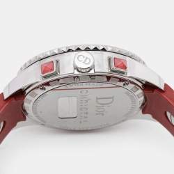 Dior Red Stainless Steel Diamond Rubber Christal CD11431BR001 Women's Wristwatch 38 mm
