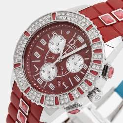 Dior Red Stainless Steel Diamond Rubber Christal CD11431BR001 Women's Wristwatch 38 mm
