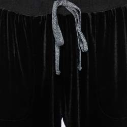 DKNY Black Velvet & Lurex Trimmed Track Pants L