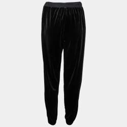 DKNY Black Velvet & Lurex Trimmed Track Pants L