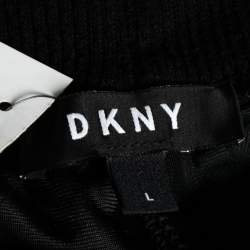 DKNY Black Velvet & Lurex Trimmed Track Pants L