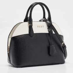 Pre Owned Dkny Black/White Leather Bobi Satchel