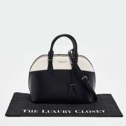 Pre Owned Dkny Black/White Leather Bobi Satchel
