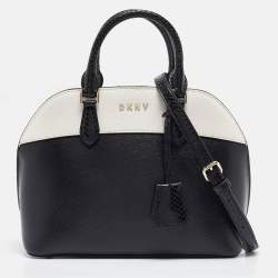 Pre Owned Dkny Black/White Leather Bobi Satchel