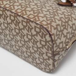 Pre Owned Dkny Beige/Brown Signature Coated Canvas and Leather Small Dome Satchel