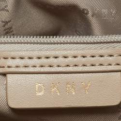 Pre Owned Dkny Beige/Brown Signature Coated Canvas and Leather Small Dome Satchel