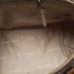 Pre Owned Dkny Beige/Brown Signature Coated Canvas and Leather Small Dome Satchel