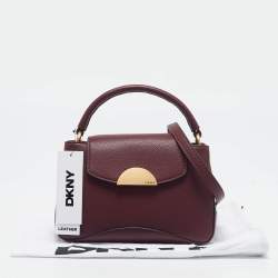 Pre Owned DKNY Burgundy Leather Luna Top Handle Bag