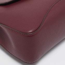 Pre Owned DKNY Burgundy Leather Luna Top Handle Bag