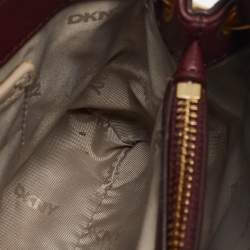 Pre Owned DKNY Burgundy Leather Luna Top Handle Bag