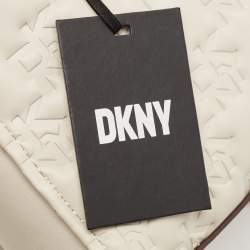 Pre Owned Dkny White Signature Embossed Leather Mini Lexi Tote