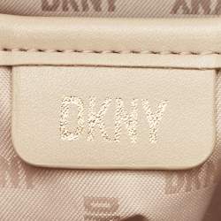 Pre Owned Dkny White Signature Embossed Leather Mini Lexi Tote