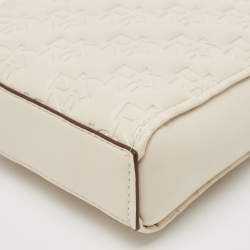 Pre Owned Dkny White Signature Embossed Leather Mini Lexi Tote