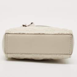 Pre Owned Dkny White Signature Embossed Leather Mini Lexi Tote