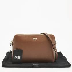 Pre Owned DKNY Brown Leather Bryant Dome Crossbody Bag
