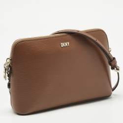 Pre Owned DKNY Brown Leather Bryant Dome Crossbody Bag