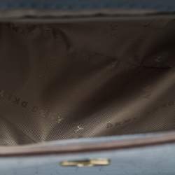 Pre Owned DKNY Light Blue Croc Embossed Leather Faith Flap Bucket Bag