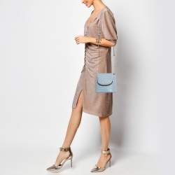 Pre Owned DKNY Light Blue Croc Embossed Leather Faith Flap Bucket Bag