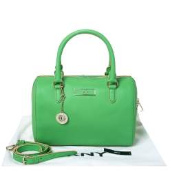 Pre Owned DKNY Green Saffiano Leather Boston Bag
