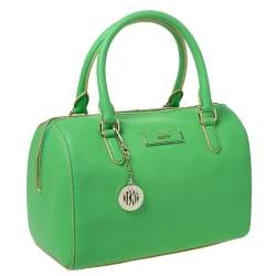 Pre Owned DKNY Green Saffiano Leather Boston Bag