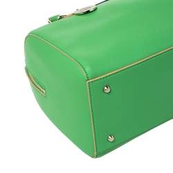 Pre Owned DKNY Green Saffiano Leather Boston Bag