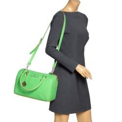 Pre Owned DKNY Green Saffiano Leather Boston Bag