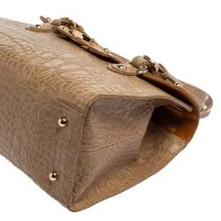 Pre Owned DKNY Beige Croc Embossed Leather Satchel