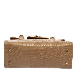 Pre Owned DKNY Beige Croc Embossed Leather Satchel