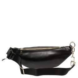 Pre Owned DKNY Black/Brown Leopard Print Leather and Calfhair Kim Belt Bag