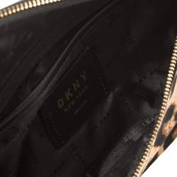 Pre Owned DKNY Black/Brown Leopard Print Leather and Calfhair Kim Belt Bag