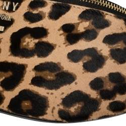 Pre Owned DKNY Black/Brown Leopard Print Leather and Calfhair Kim Belt Bag