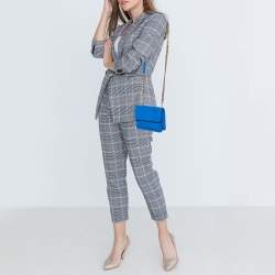 Pre Owned حقيبة كروس دى كى أن واى قلاب بارك براينت مينى جلد زرقاء