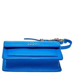 Pre Owned حقيبة كروس دى كى أن واى قلاب بارك براينت مينى جلد زرقاء