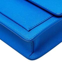 Pre Owned حقيبة كروس دى كى أن واى قلاب بارك براينت مينى جلد زرقاء