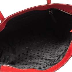 Pre Owned Dkny Beige/Red Signature Coated Canvas and Leather Large Bryant Tote