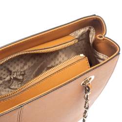 Pre Owned DKNY Tan Saffiano Leather Bryant Park Chain Tote 