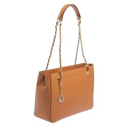 Pre Owned DKNY Tan Saffiano Leather Bryant Park Chain Tote 
