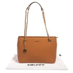 Pre Owned DKNY Tan Saffiano Leather Bryant Park Chain Tote 