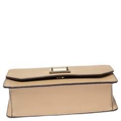 Pre Owned حقيبة دي كي أن واي يد علوية برلا صغيرة جلد بيج