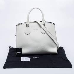 Pre Owned DKNY White Pebble Leather Noho Tote