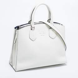 Pre Owned DKNY White Pebble Leather Noho Tote
