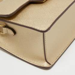 Pre Owned DKNY Metallic Gold Leather Mini Jojo Top Handle Bag