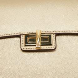 Pre Owned DKNY Metallic Gold Leather Mini Jojo Top Handle Bag