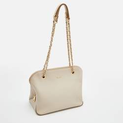 Pre Owned DKNY Cream Saffiano Leather Chain Satchel