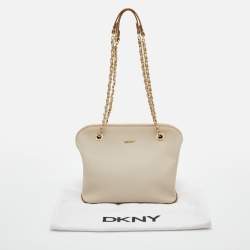Pre Owned DKNY Cream Saffiano Leather Chain Satchel